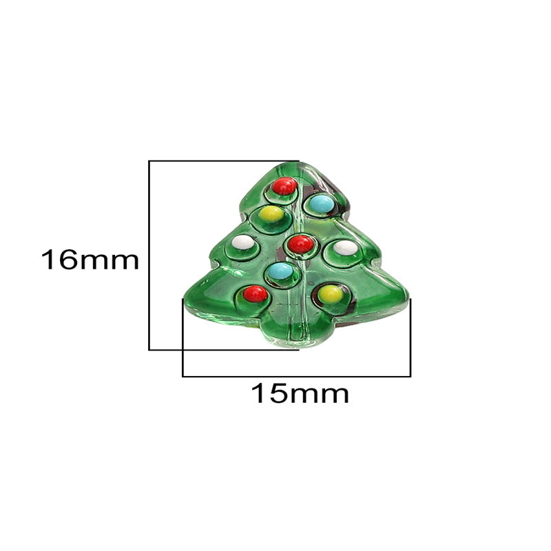 Christmas Tree Transparent Glass Beads 15x16mm Colorful Ornaments 10pcs 2