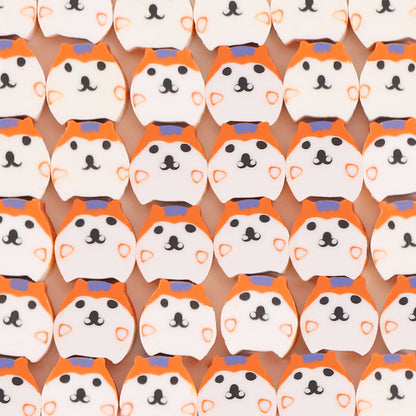 Animal Flat Clay Beads 9mm Cheerful Puppy Pattern Polymer 100pcs 6