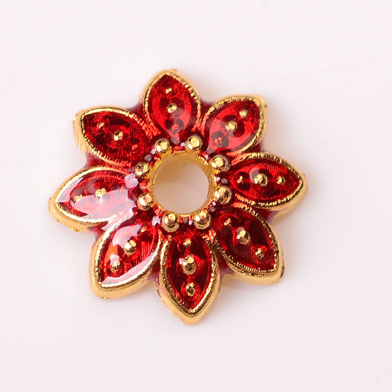 Alloy Flower Bead Caps 10mm Colorful Enamel Tibetan 100pcs 15