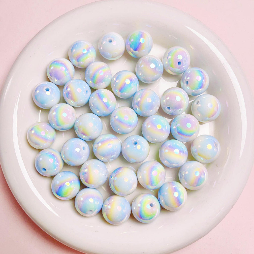 Glow Plating Round Acrylic Beads 16mm Bicolor Pastel 20pcs 3