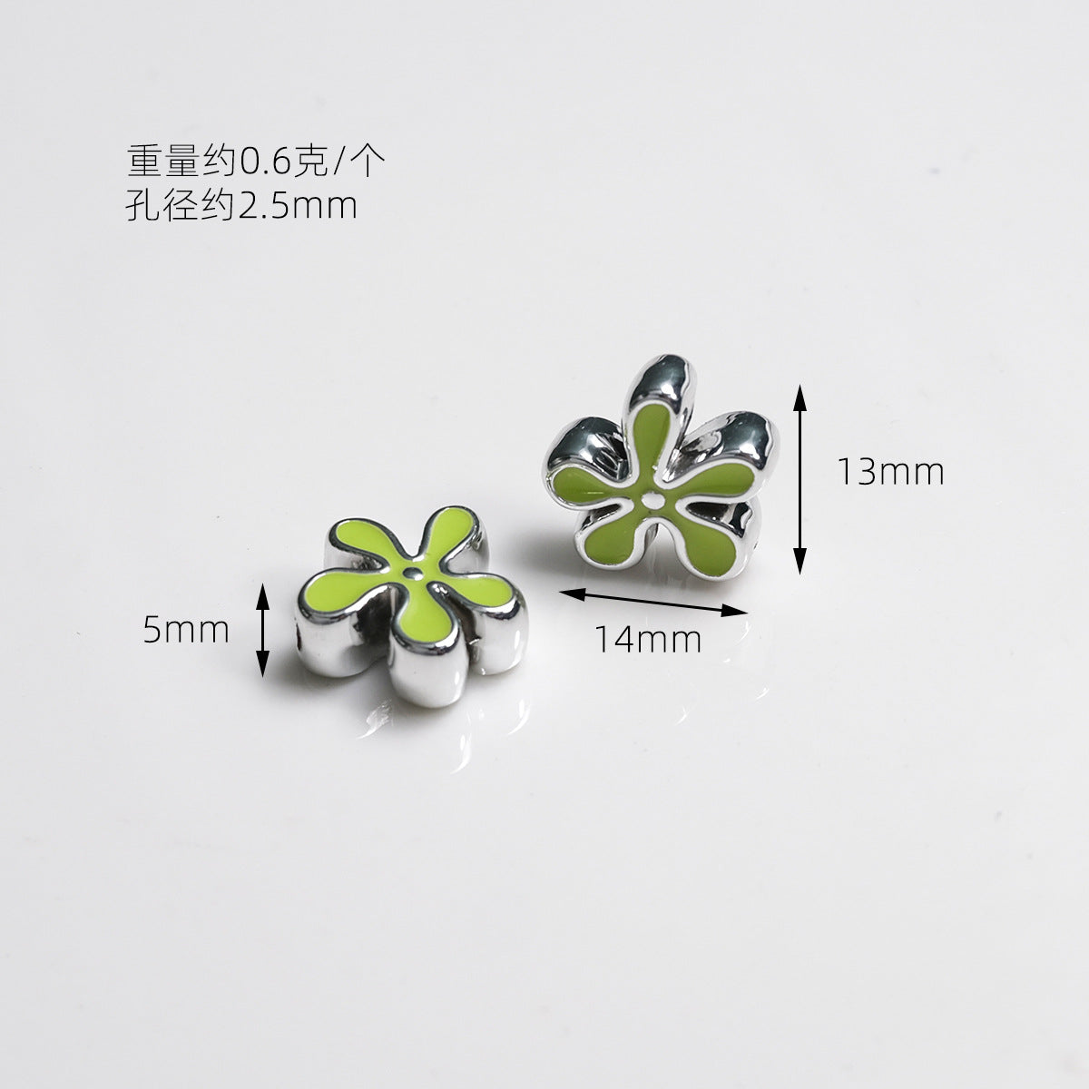 Irregular Flower Acrylic Beads 14mm Silver Enamel Mixed Colors 50pcs 3