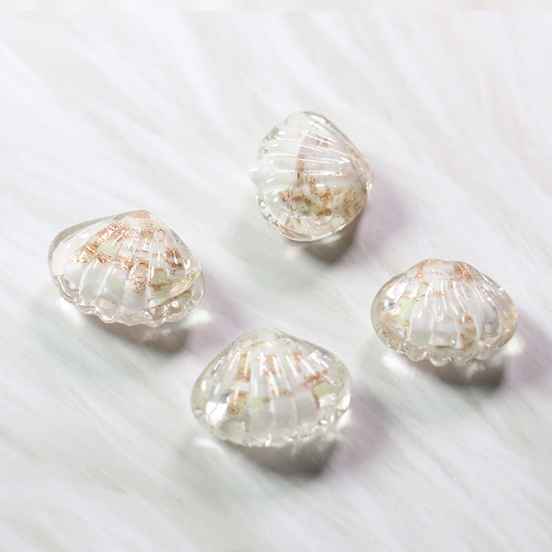 Lampwork Glass Beads Shell 14mm Phoenix Tail Pattern 10pcs 5