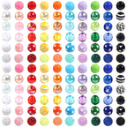 Multi-Color Bubblegum Beads 20mm Vibrant Solids Stripes Polka Dot Rhinestone 120pcs
