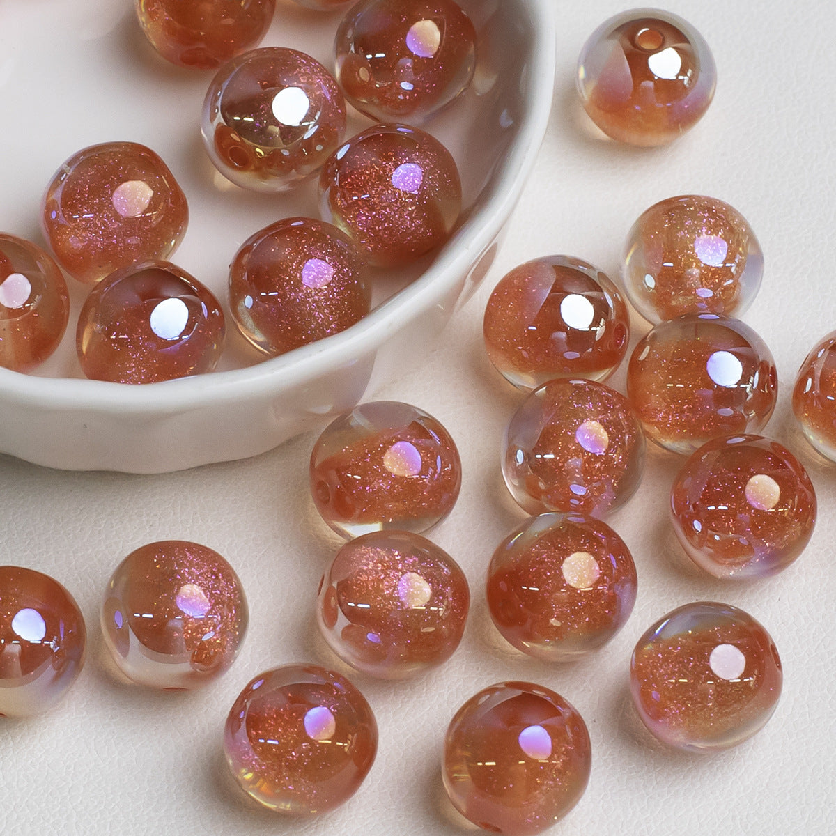 Shimmer Crystal Resin Beads 12mm Round Glossy Mixed Colors 40pcs 16