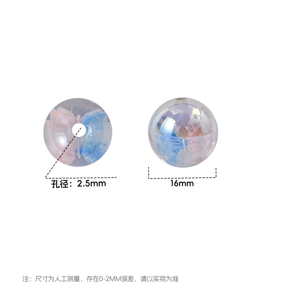 Shimmer Butterfly Inside Round Resin Beads 16mm Mixed Colors 20pcs 3