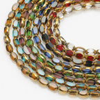 Electroplated Frosted Glass Beads 4mm x 6mm Metallic Edged 96pcs 3