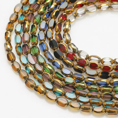 Electroplated Frosted Glass Beads 4mm x 6mm Metallic Edged 96pcs 3