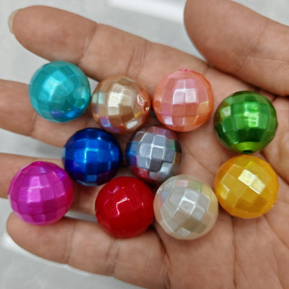 Faceted Bubblegum Beads 20mm Imitation Pearl Disco Ball 60pcs 4