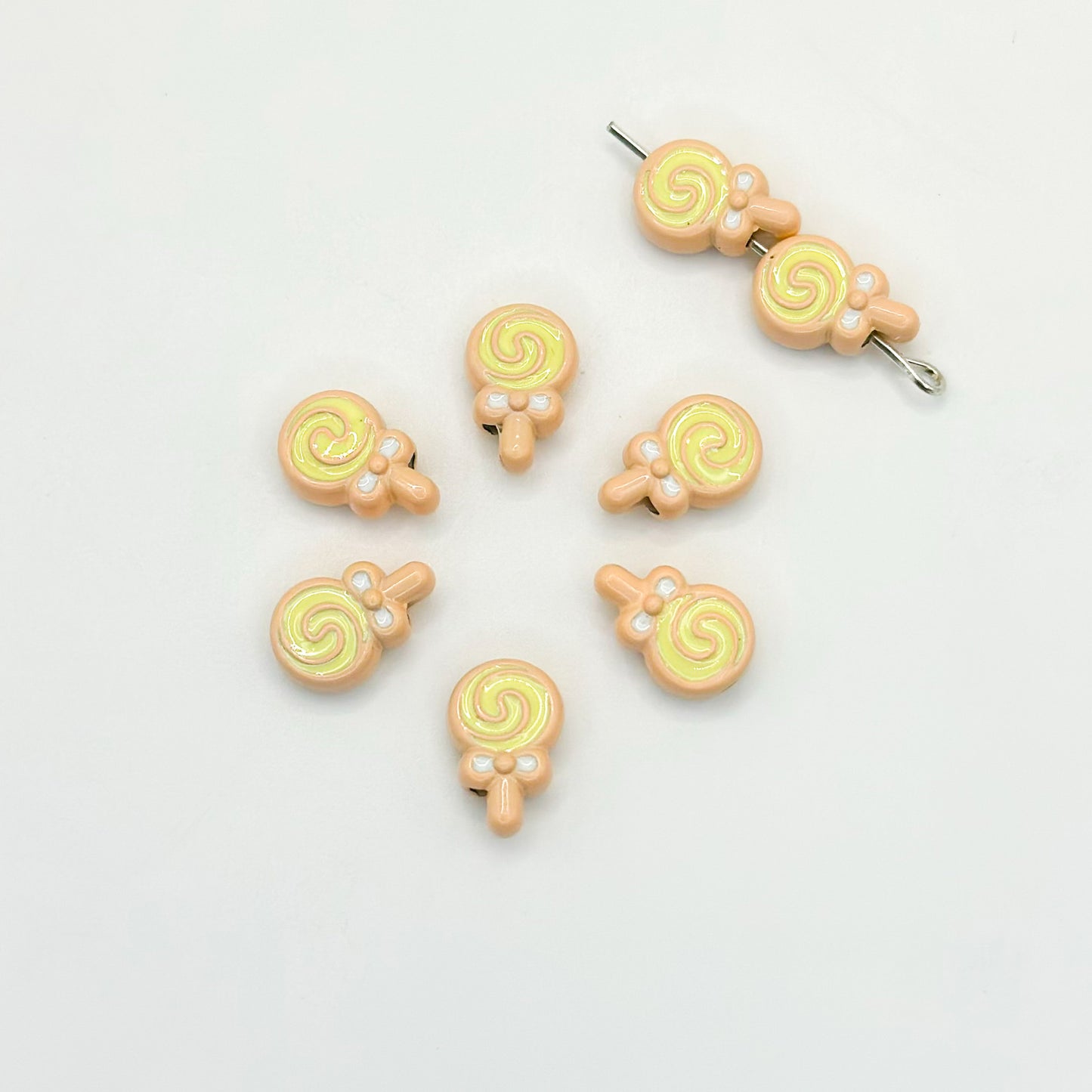 Lollipop Metal Beads 12mm Painted Alloy 10pcs 12