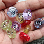Clear Expression Acrylic Beads 18mm Printed Glossy 100pcs 6