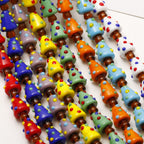 Hand Painted Polka Dot Christmas Tree Lampwork Glass Beads 19mm 4pcs 3
