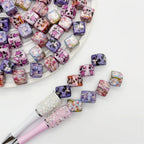 Square Acrylic Beads 14mm Diagonal-Hole Mickey and Sanrio Printed 50pcs 3