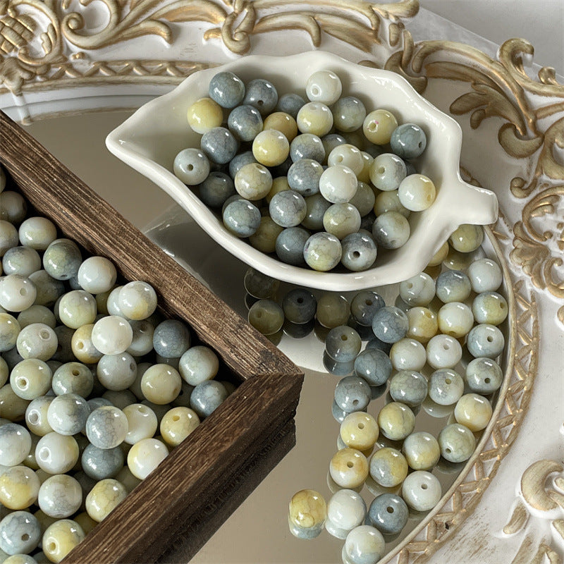Crackle Round Glass Beads 10mm Imitation Jade Pastel Colors 40pcs 4
