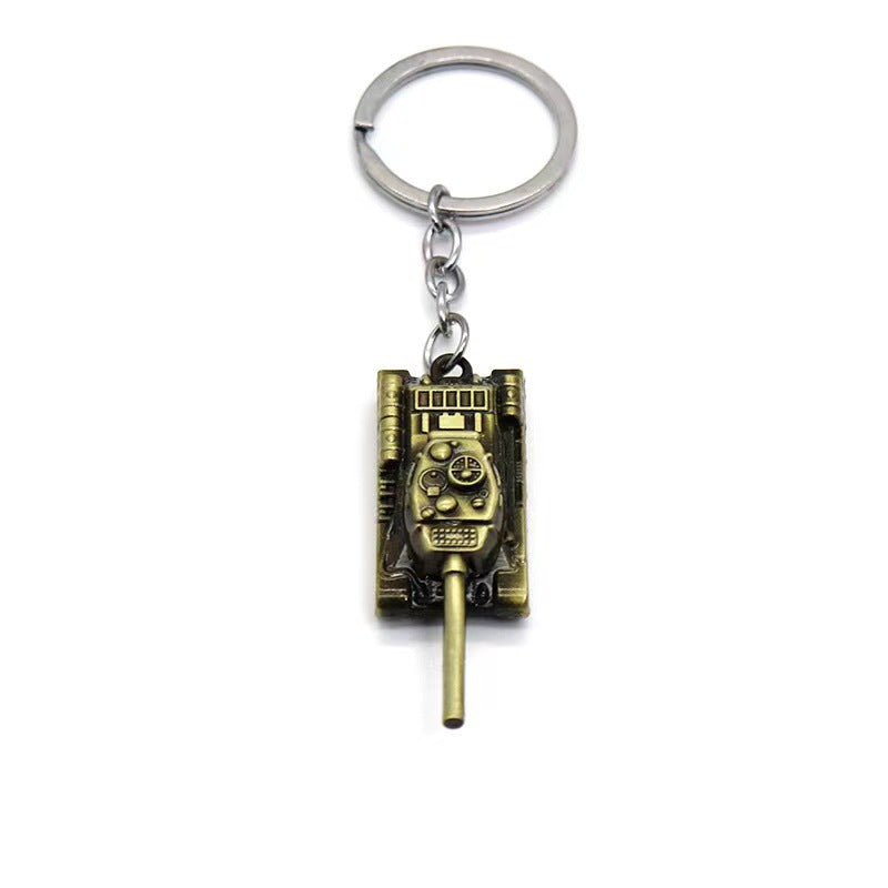 Vintage Alloy Tank Keychain Military Style Antique Finish 2
