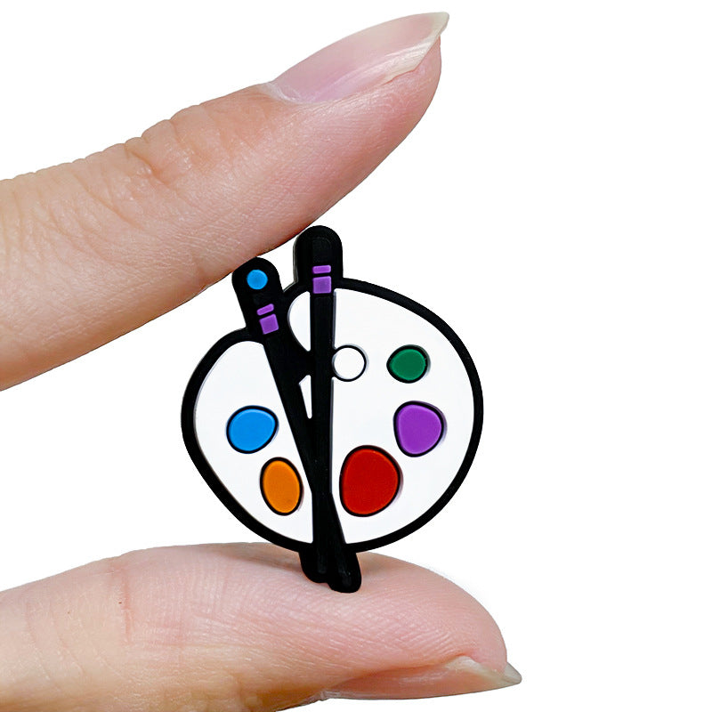 Silicone Focal Beads Drawing Board Paint Palette with Brushes 20pcs 5