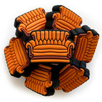 Silicone Focal Beads Sofa Plush Tufted Orange 20pcs 3