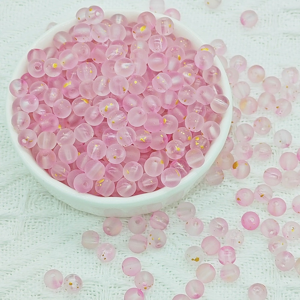 Frosted Round Glass Beads 6mm Pastel Colors with Gold Flecks 50pcs 2