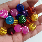 Spray Painted Round Acrylic Beads 16mm Swirl Line Matte 100pcs 5