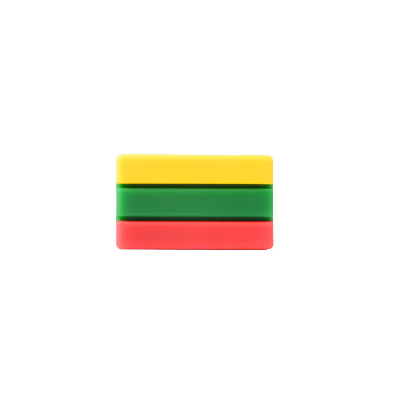 Silicone Focal Beads National Flag Rectangular Design 20pcs 13