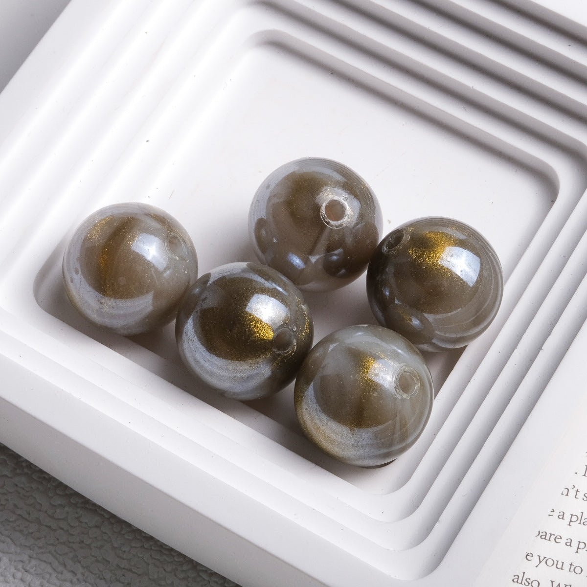 Plated Bubblegum Beads 20mm Vintage Fluid Gilded Marbled 50pcs 10