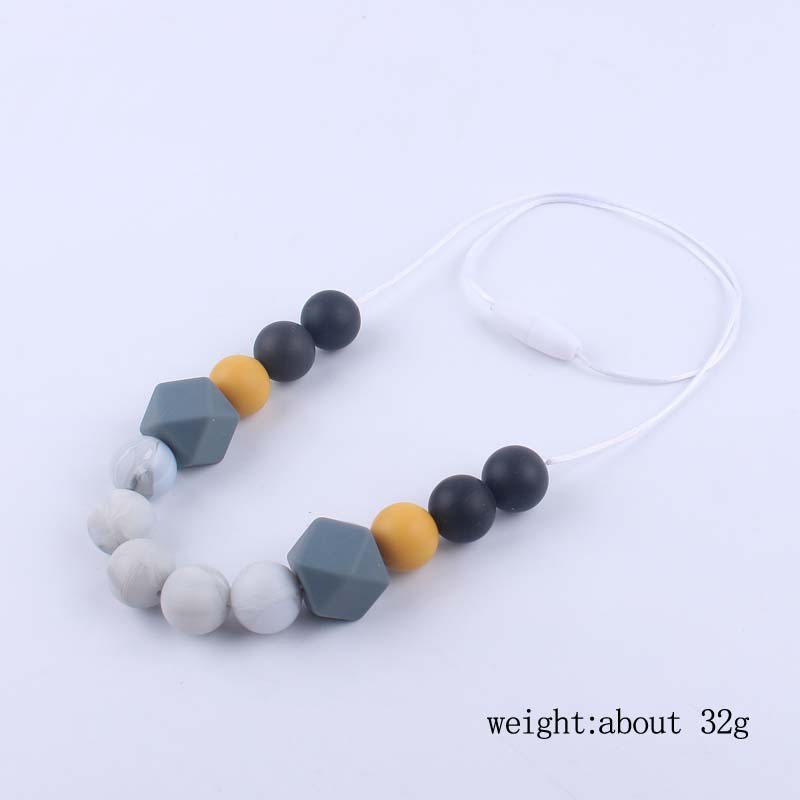 Silicone Beaded Keychain Necklace Matte Marble Hexagon Beads 5