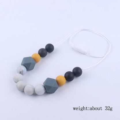 Silicone Beaded Keychain Necklace Matte Marble Hexagon Beads 5
