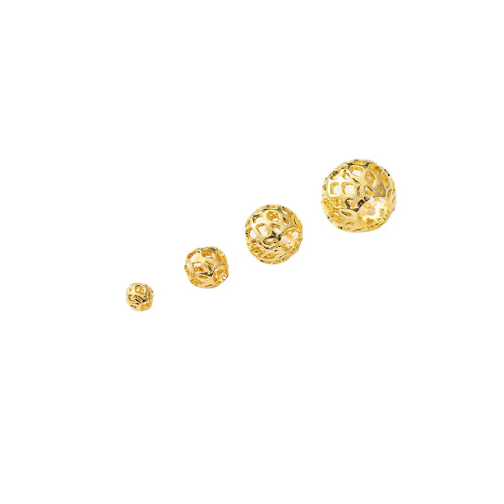 Brass Round Metal Beads 4-12mm Hollow Mesh Pattern 50pcs 4