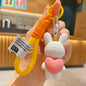 Resin Bunny Keychain Cartoon Heart Shaped Vibrant Colors 8