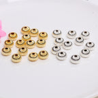 Brass Flat Pumpkin Striped Metal Beads 4-8mm Antique Gold Tone 100pcs 4