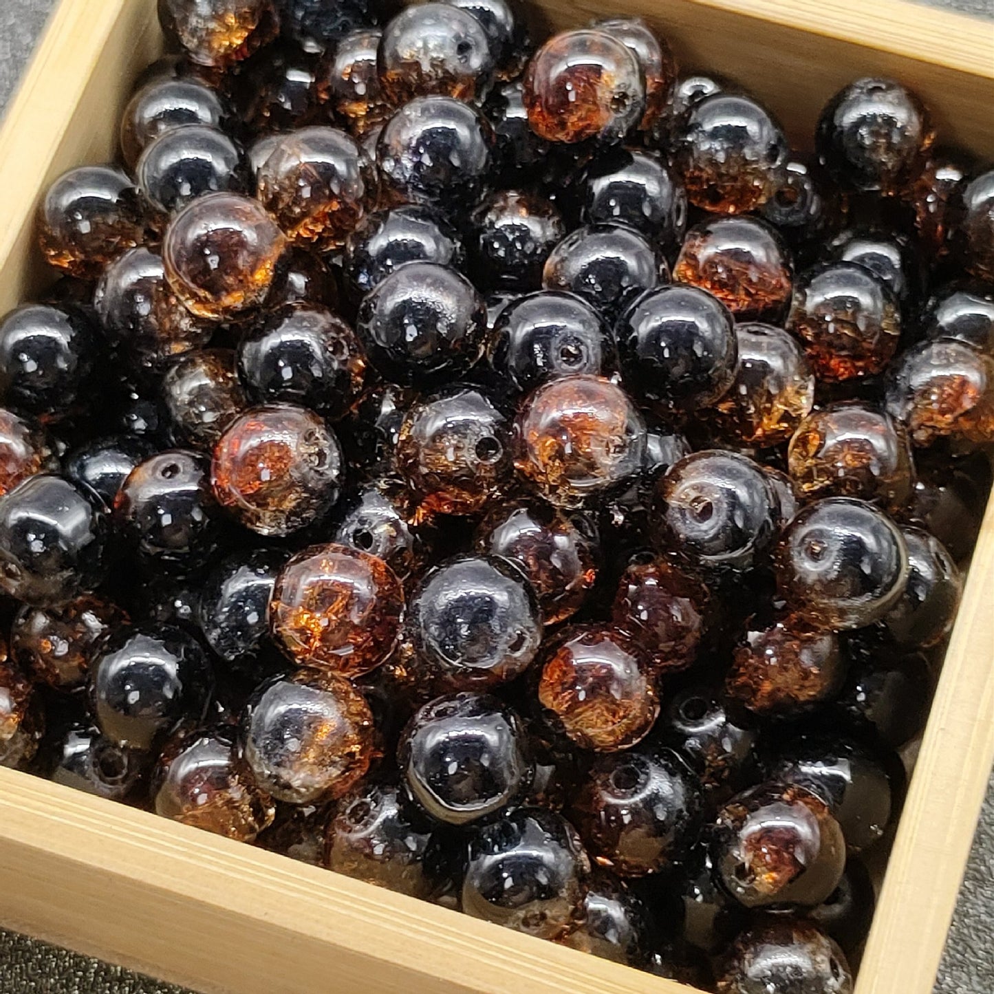 Crackle Glass Beads Round 10mm Transparent Mixed Colors 50pcs 48