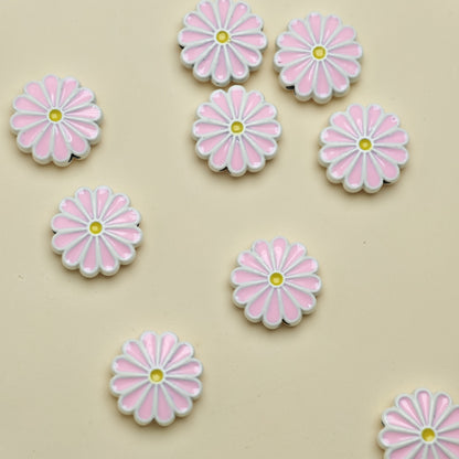 Daisy Metal Beads 13mm Baking Painted Zinc Alloy 20pcs 10
