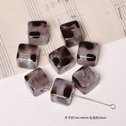 Leopard Pattern Geometric Shape Acrylic Beads Wild Animal Print 10pcs 8