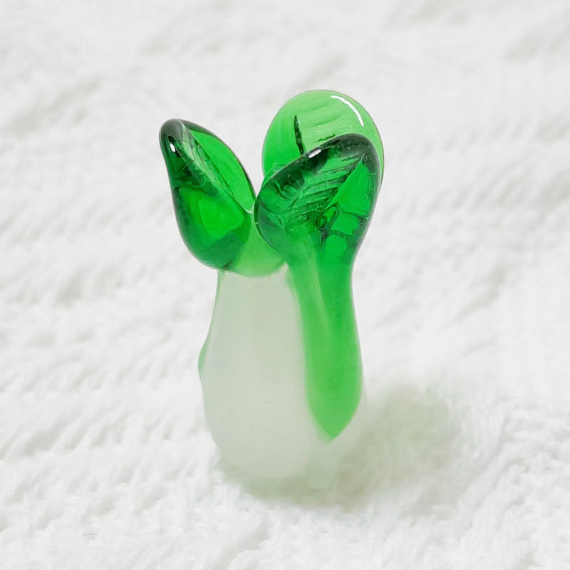 Lampwork Glass Beads Chinese Cabbage 9x20mm Translucent Green 20pcs 3