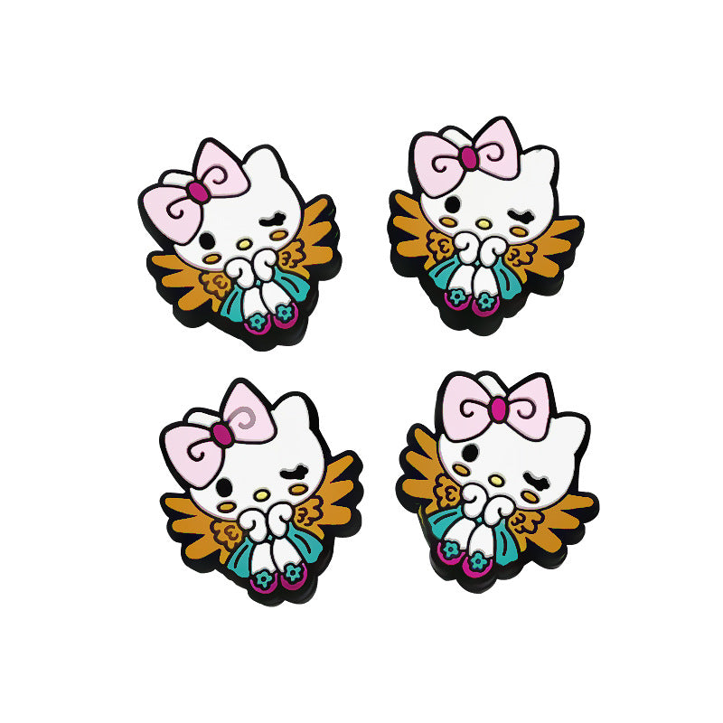Silicone Focal Beads Kitty Pastel Bow Angel Wings 20pcs