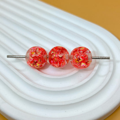 Glitter Resin Beads 16mm Round Glossy Multicolor Sparkle 30pcs 12