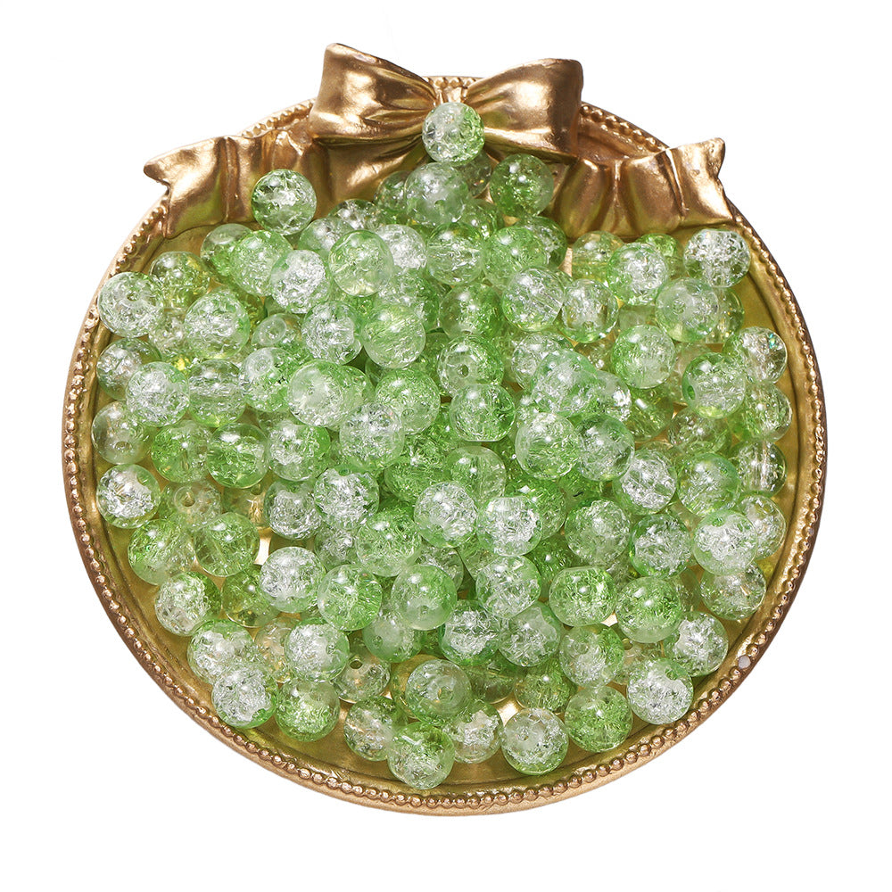 Ice-Cracked Round Glass Beads 8mm Vibrant Vintage Colors 50pcs 15
