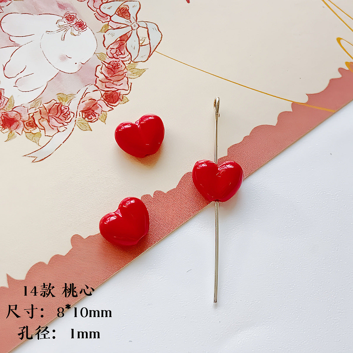 Christmas Painted Alloy Metal Beads Bright Red Glossy White 10pcs 16