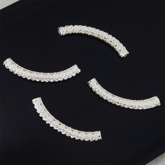 Tube Metal Beads 35mm Ancient Coins Pattern Curved 30pcs 2