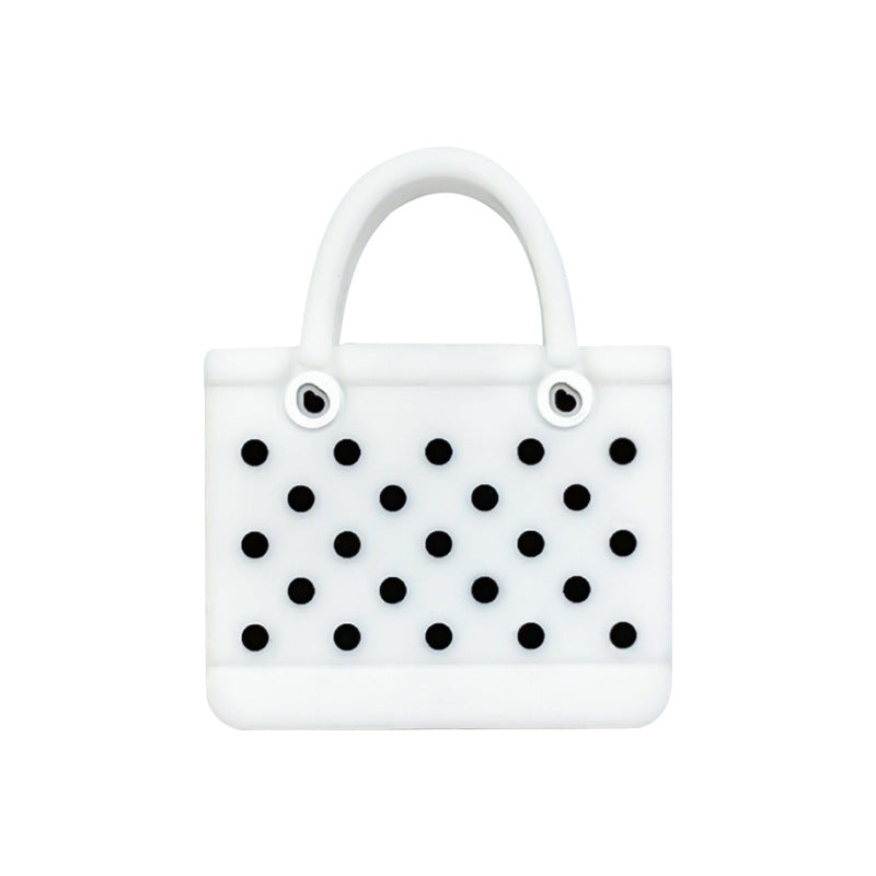 Silicone Focal Beads Simulated Beach Bag Textured with Round Handles 20pcs 6