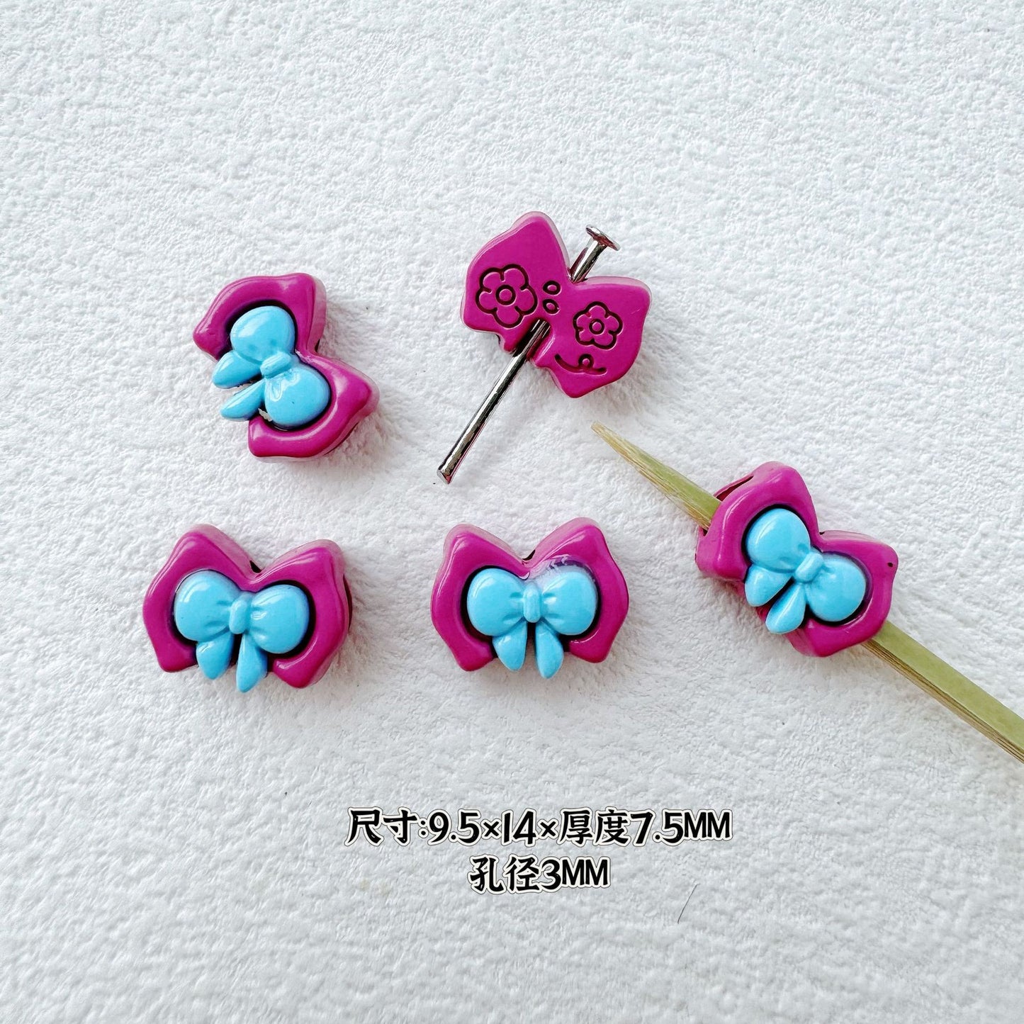 Bow Metal Beads 14mm 16mm Baking Painted Two-Color Alloy 10pcs 19