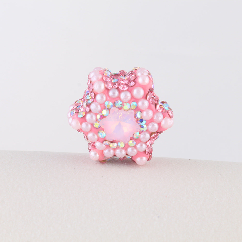 Polymer Clay Hexagonal Star Rhinestone Beads 23mm Full Rhinestone 6pcs 9