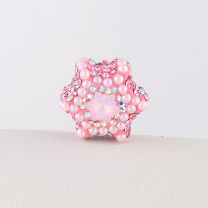 Polymer Clay Hexagonal Star Rhinestone Beads 23mm Full Rhinestone 6pcs 9