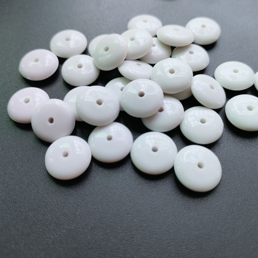 Acrylic Flat Spacer Beads 10mm 12mm Solid White 100pcs 2
