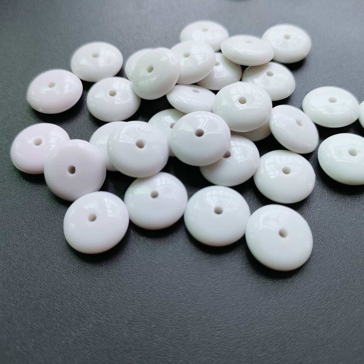 Acrylic Flat Spacer Beads 10mm 12mm Solid White 100pcs 2
