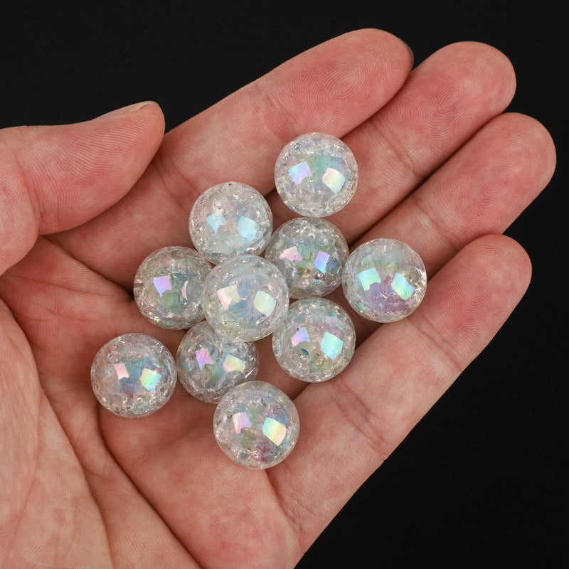 Plating Round Acrylic Beads 16mm Crackle Iridescent Pastel 50pcs 7