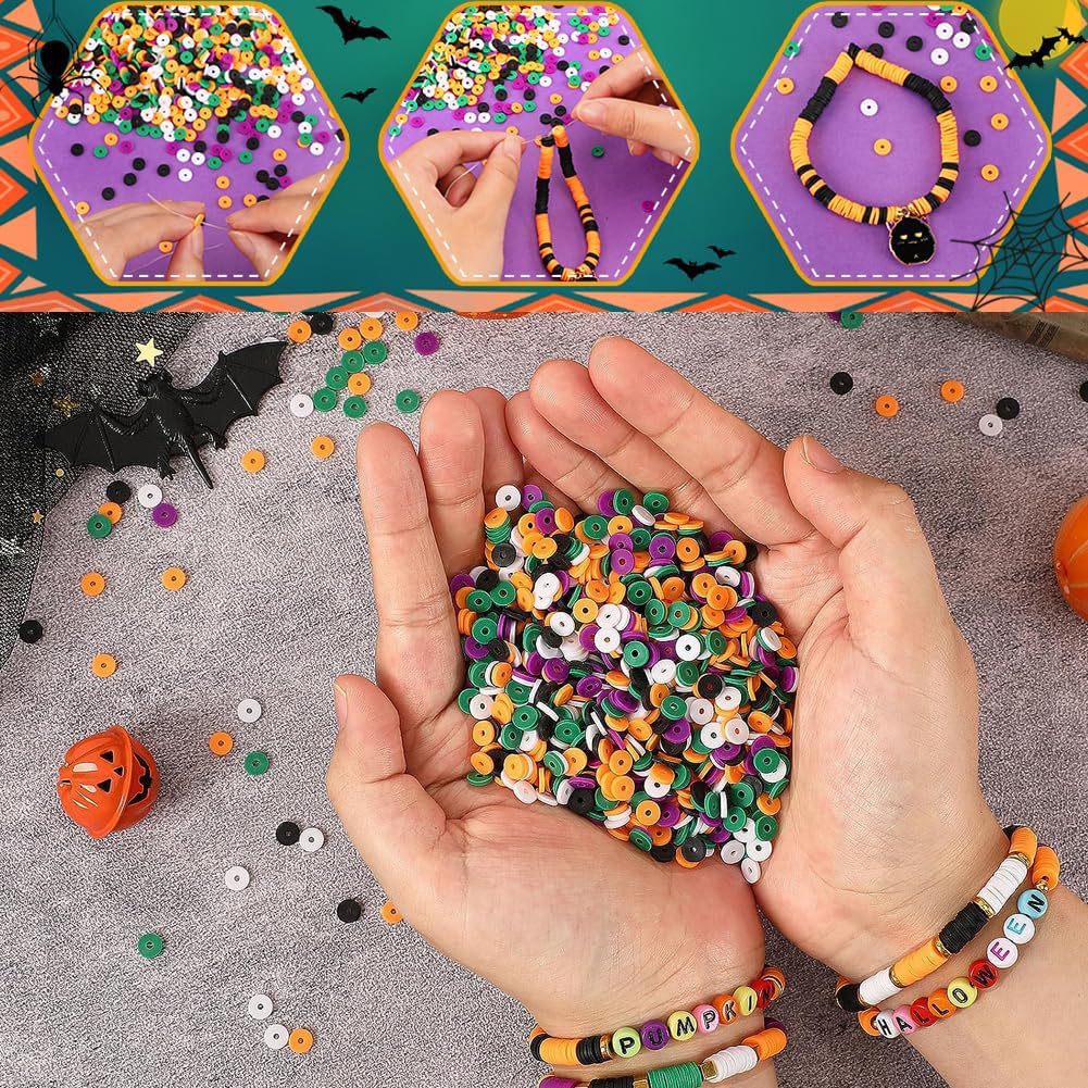 Halloween Flat Clay Beads 6mm Polymer Mixed Colors 1box 2