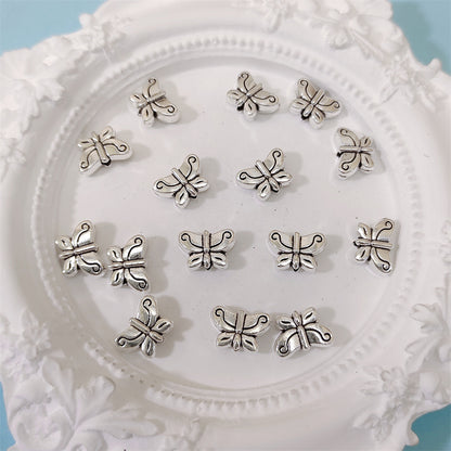Chunky Butterfly Metal Beads 10mm Bright Silver Alloy 60pcs 4