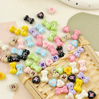 Bone and Heart Metal Beads 15mm and 10mm Baking Painted Alloy 10pcs 3