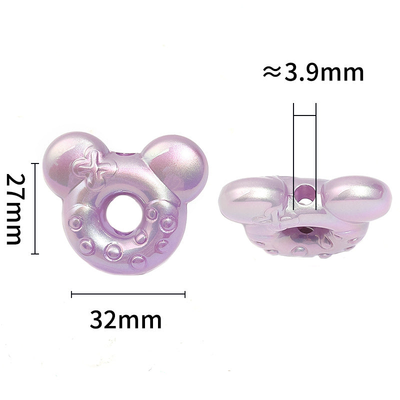 UV Plating Mickey Head Acrylic Beads 27x32mm Dotted Donut Shape 25pcs 3