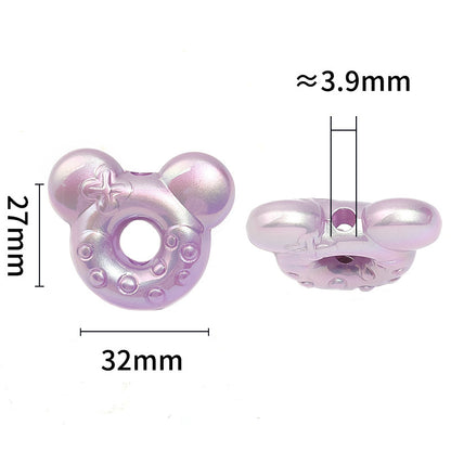 UV Plating Mickey Head Acrylic Beads 27x32mm Dotted Donut Shape 25pcs 3